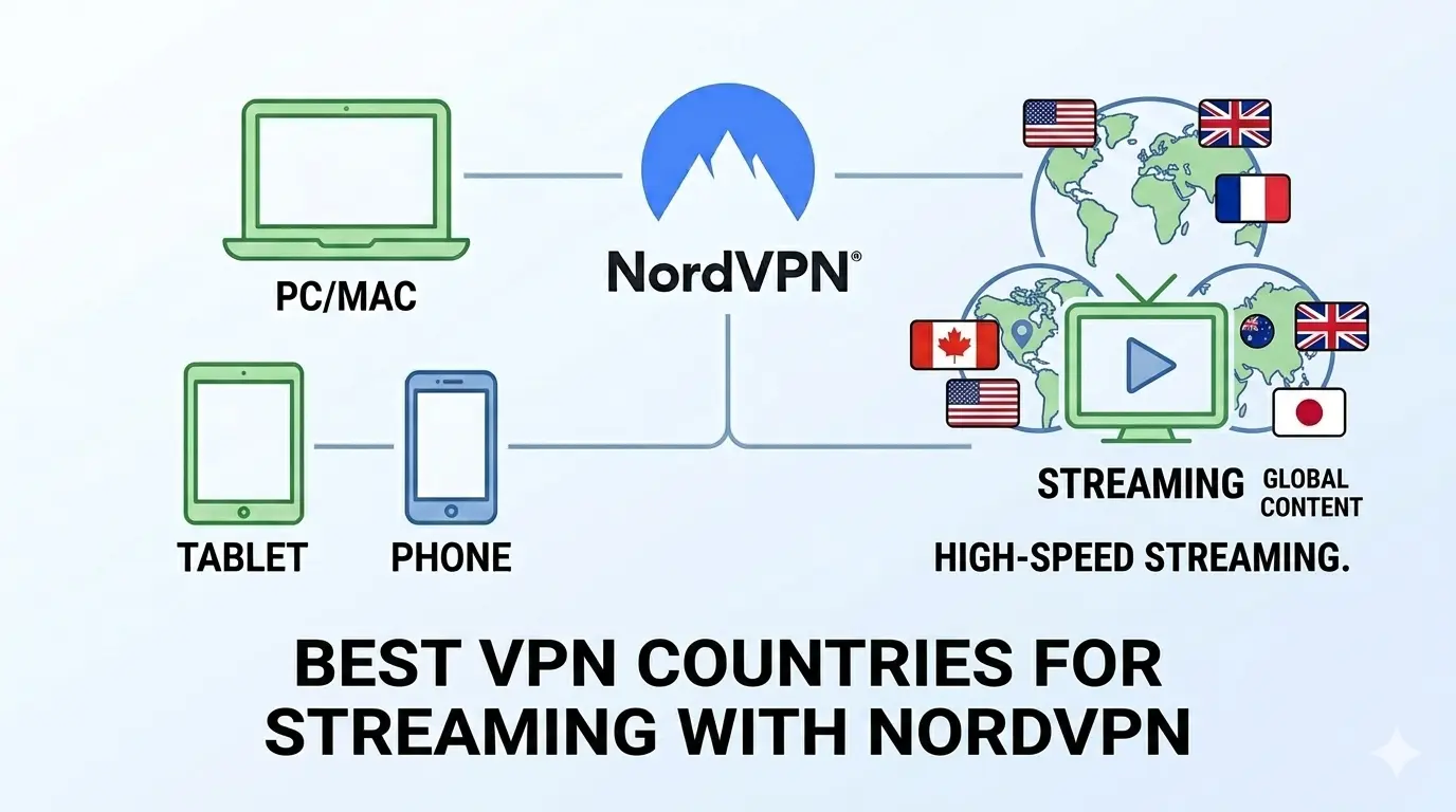 Nordvpn showing global server selection for streaming