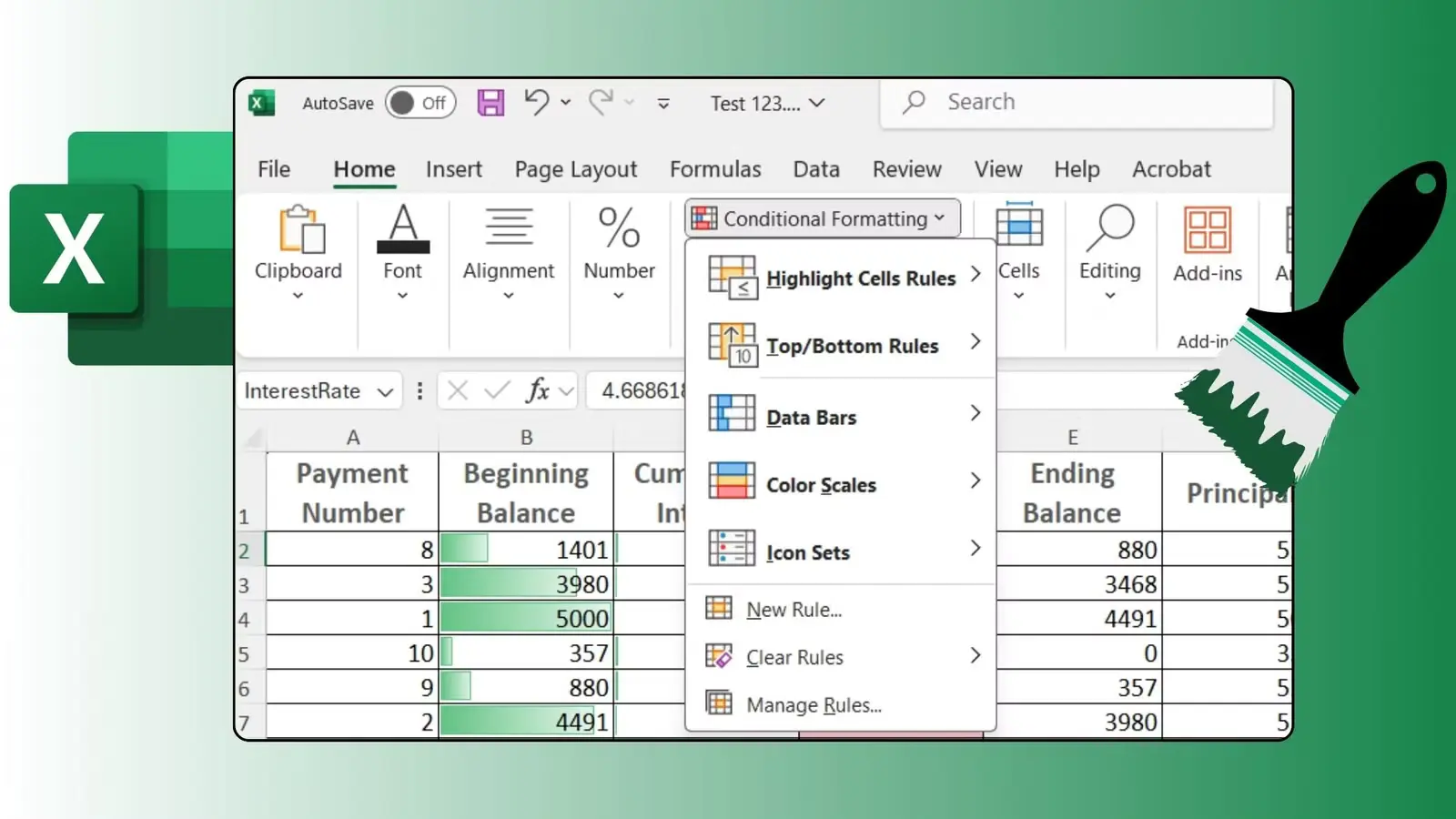 Excel conditional formatting highlighting cells with data bars
