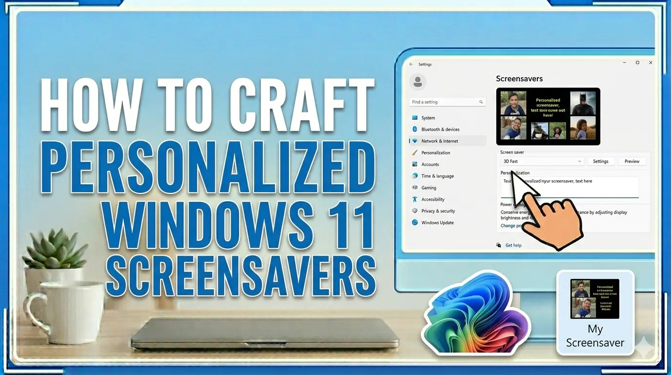 How To Craft Personalized Windows 11 Screensavers Graphic depicting creating custom screensavers in windows 11