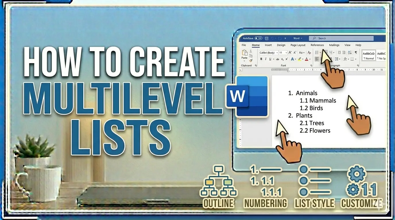 How To Create Multilevel Lists In Microsoft Word Graphic depicting multilevel lists in word