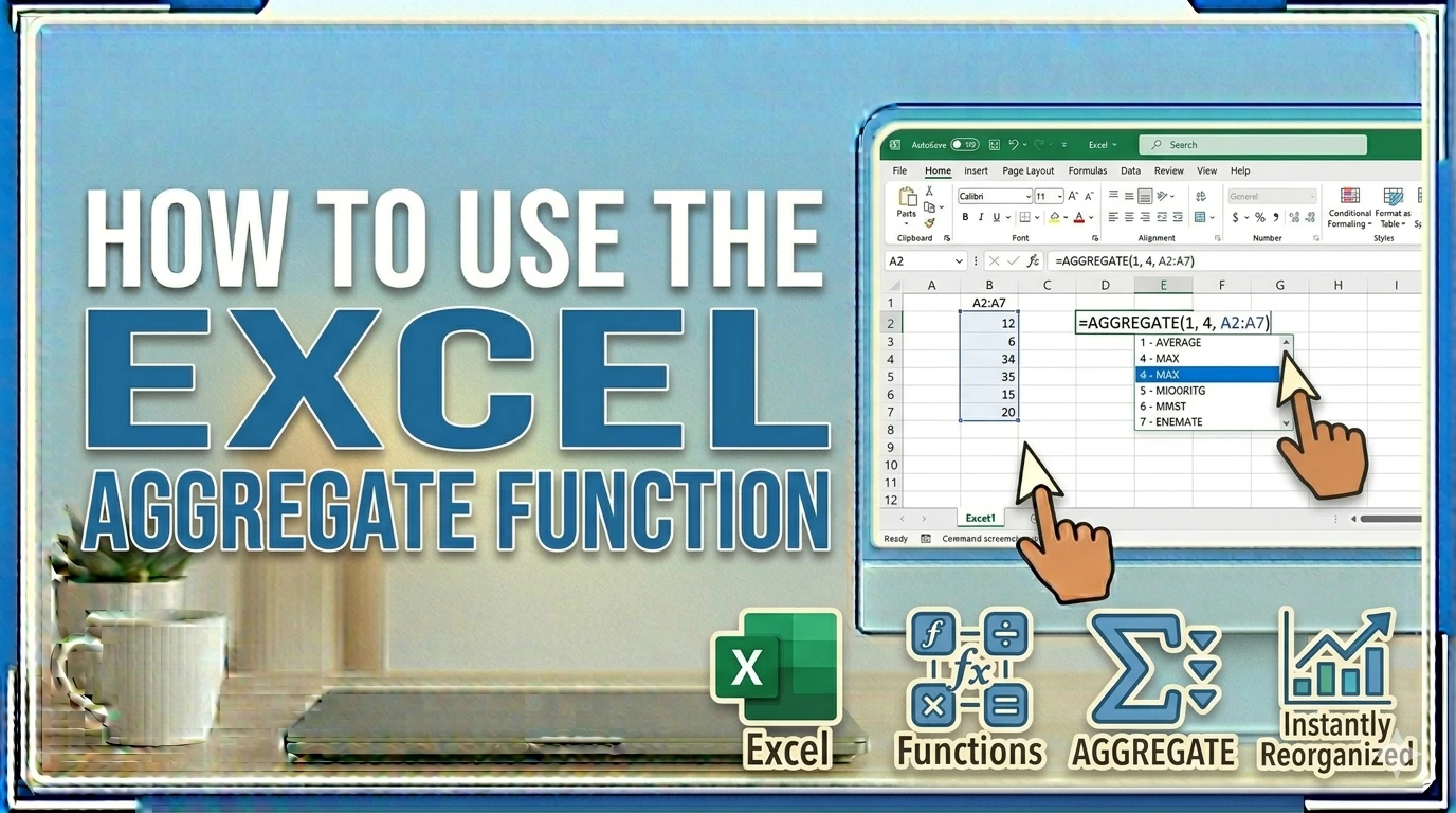 How To Use The Excel Aggregate Function Graphic depicting the excel aggregate function