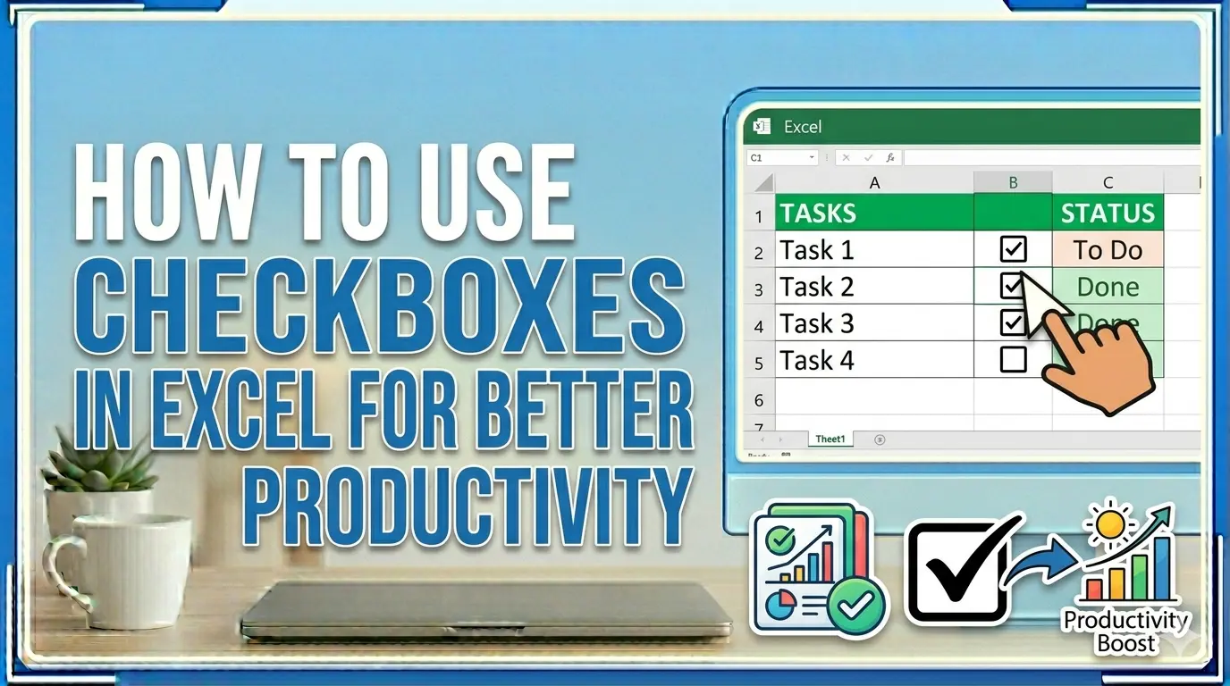 How To Use Checkboxes In Excel For Better Productivity Graphic depicting using checkboxes in excel