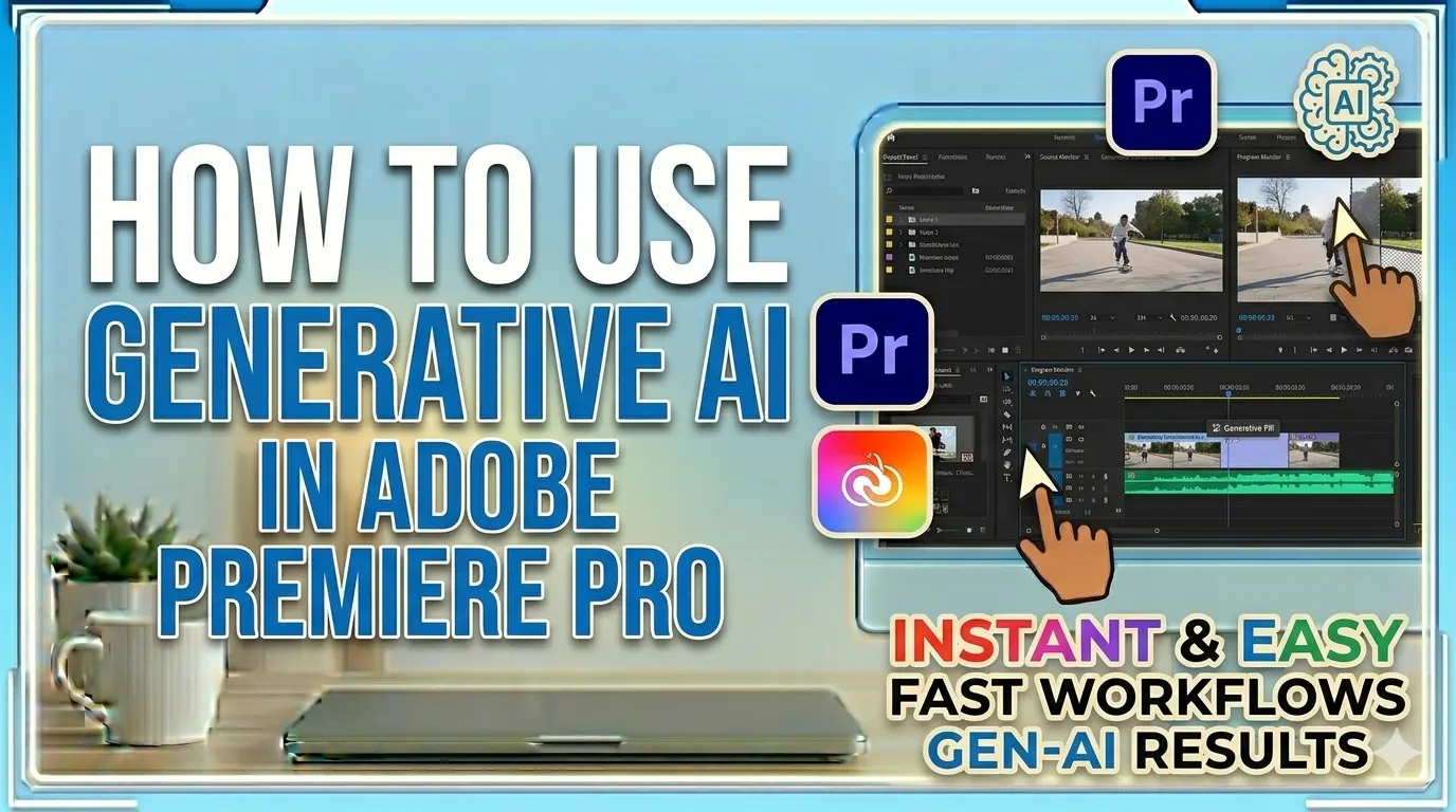 How To Use Generative Ai In Adobe Premiere Pro Graphic depicting adobe premiere pro