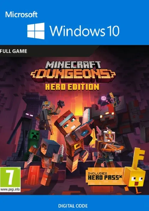 Minecraft Dungeons Hero Edition Windows 10 Product image showing digital artwork for minecraft dungeons hero edition windows 10 pc cd key