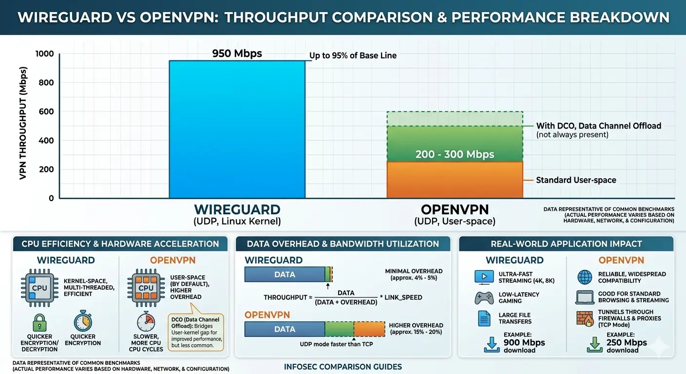 Wireguard vs openvpn speed test results showing wireguard significantly faster